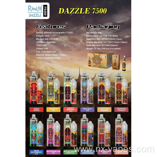 RandM Dazzle vape disposable 7500